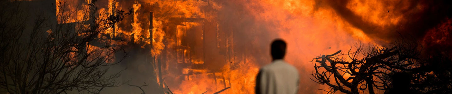 man watching fire